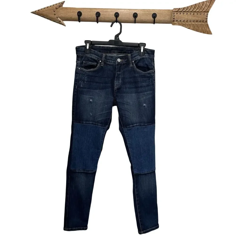 Blanknyc | Dark Wash Skinny Patchwork Jeans Distressed Size 27 Sundance